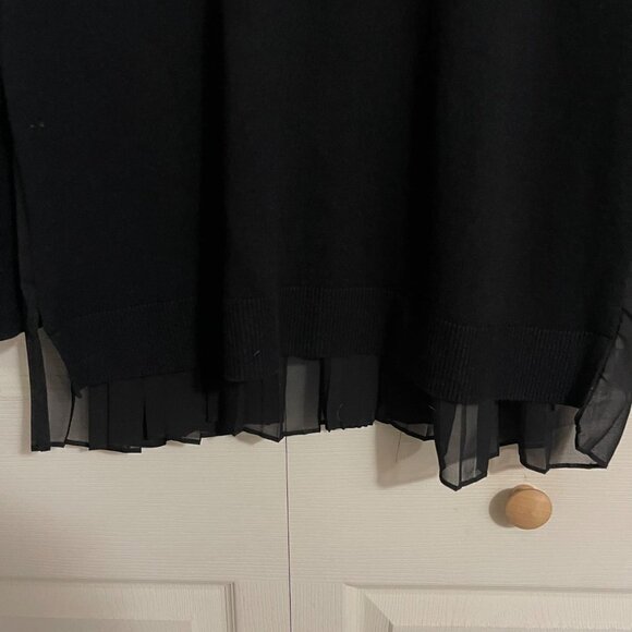 Torrid Women's Black Boat Neck Micro Ribbed Pleated Chiffon Back Sweater Medium - Picture 5 of 8